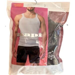 New in package Papi 3-pack pure cotton black ribbed tank tops Sz S